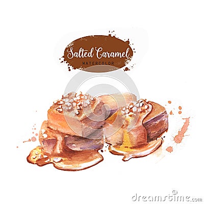 Hand drawn watercolor salted caramel illustration Cartoon Illustration