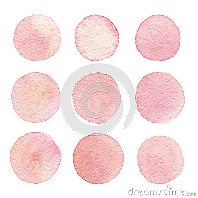 Hand drawn watercolor vintage texture circles isolated set. Stock Photo