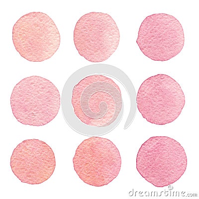 Hand drawn watercolor vintage texture circles isolated on the white background. Suitable for card, logo design and other. Stock Photo