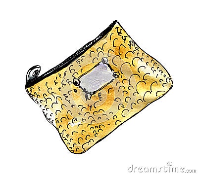 Hand drawn watercolor womens purse Cartoon Illustration