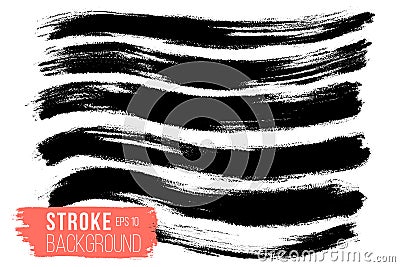 Hand drawn wavy striped pattern. Monochrome horizontal ink brush strokes texture. Wavy background. Vector Illustration