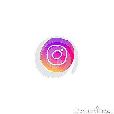 Hand drawn white camera icon as a symbol of modern social media network Vector Illustration