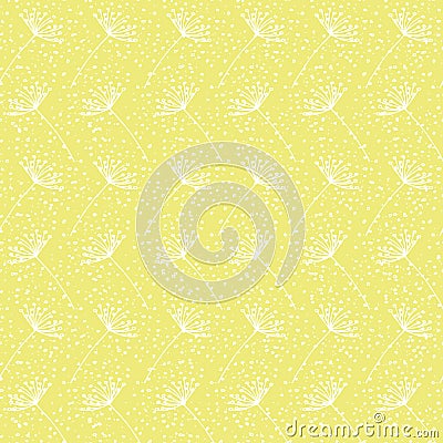 Vector Hand drawn white dandelion on yellow background repeat seamless pattern Stock Photo