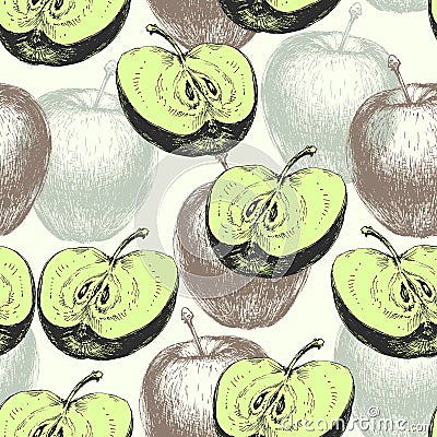 Apple seamless pattern Vector Illustration