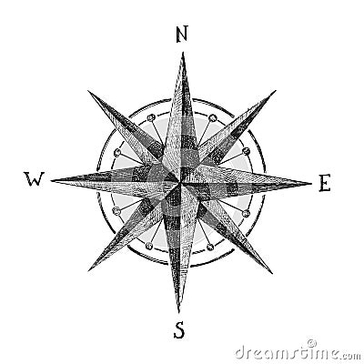 Hand drawn wind rose Vector Illustration