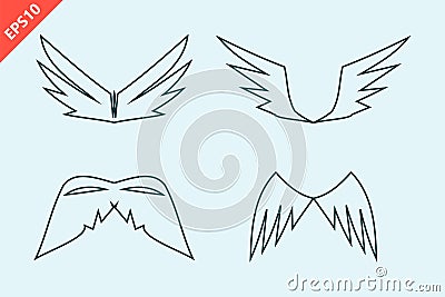 hand drawn wings for heraldry, tattoos, logos cartoon design vector flat isolated illustration Vector Illustration