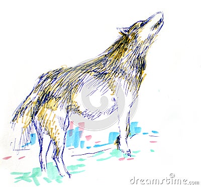 Hand drawn wolf Stock Photo