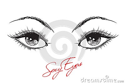 Hand-drawn woman`s makeup Vector Illustration