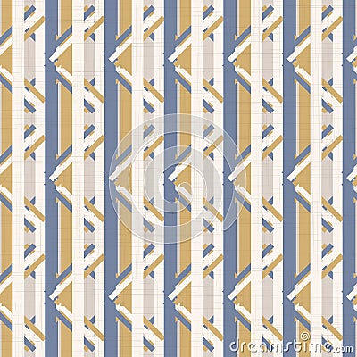 Hand drawn woven wonky gingham check seamless pattern. Vector textured organic irregular grunge grid background Vector Illustration