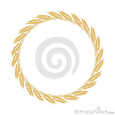 Hand-drawn wreath with wheat ears . Vector illustration. Design postcards, posters, invitations and so much more Cartoon Illustration