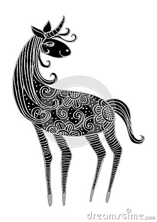 Hand drawn zentangle Ornamental Horse Vector Illustration