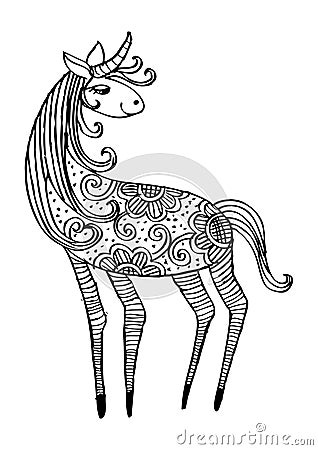 Hand drawn zentangle Ornamental Horse Vector Illustration