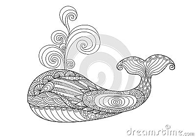 Hand drawn zentangle whale Vector Illustration