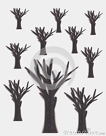 textured brown trees illustration Stock Photo