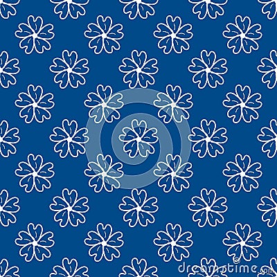 Hand drawnwhite colored cloverleaf seamless vector pattern background.. Vector Illustration