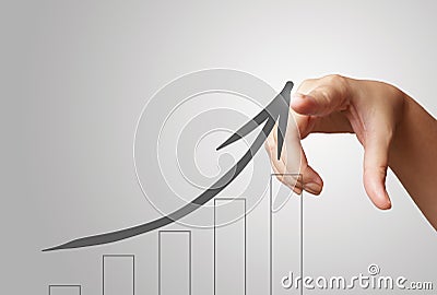 Hand draws business success chart concept Stock Photo