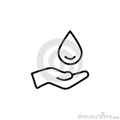 hand drop line perfect black icon Stock Photo