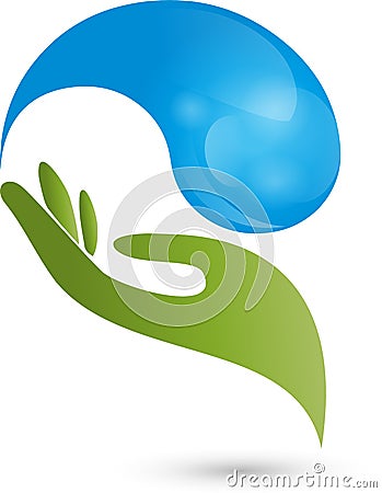 Hand, drop, water, logo Stock Photo