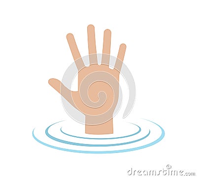 Hand drowning in water Vector Illustration