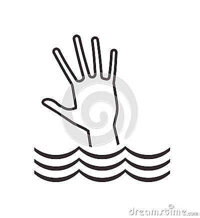 Hand drowning in water Vector Illustration