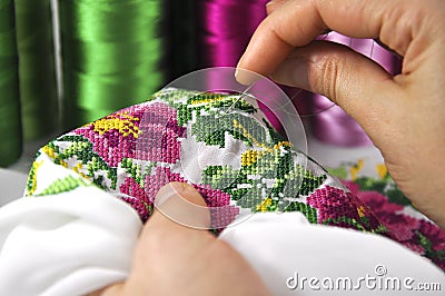 Hand embroidery ornament Stock Photo