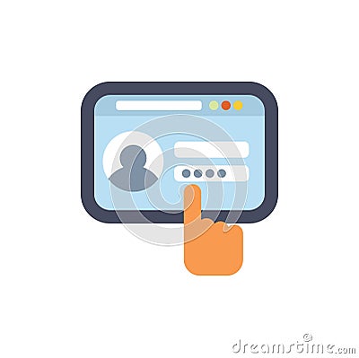 Hand entering password using mobile application for user login Stock Photo
