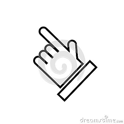 Hand with extended pointing finger icon vector sign and symbol isolated on white background, Hand with extended pointing finger Vector Illustration