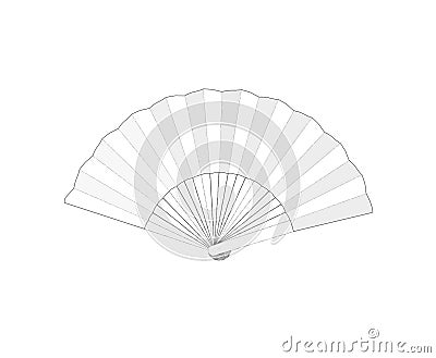 Hand fan, simple japanese geisha white paper air fan. Vector illustration. Asian traditiional accessory. Graphic stock image. Vector Illustration