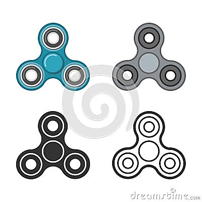 Hand fidget spinner vector color and line icons Vector Illustration