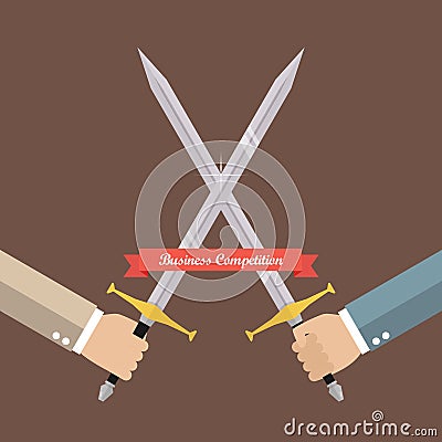 Hand fighting with swords Vector Illustration