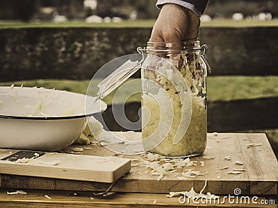 Homemade sauerkraut step by step Stock Photo