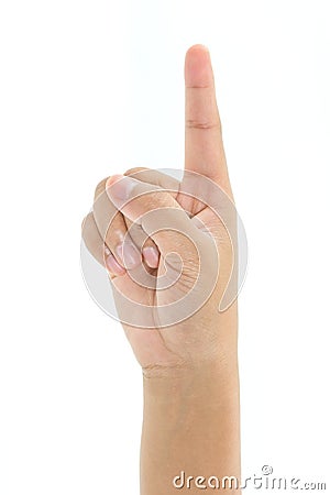 Hand finger pointing of kids Stock Photo