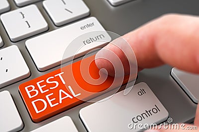 Hand Finger Press Best Deal Keypad. 3D. Stock Photo