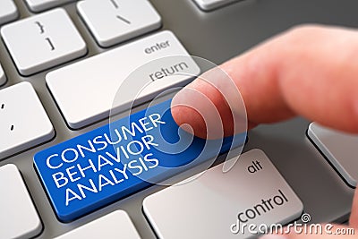 Hand Finger Press Consumer Behavior Analysis Button. 3D. Stock Photo