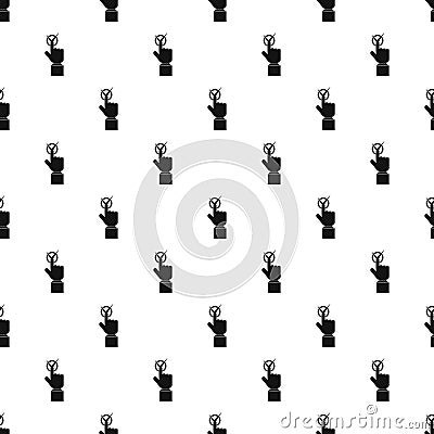 Hand finger pressing button with tick pattern Vector Illustration