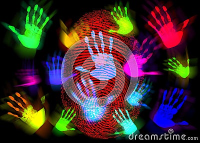 Hand Finger Print Colorful Stock Photo