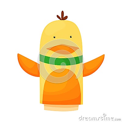 Hand or finger puppets play doll duckling. Cartoon color toy for children theater, kids games. Vector cute and funny Vector Illustration