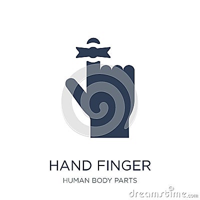 Hand finger with a ribbon icon. Trendy flat vector Hand finger w Vector Illustration