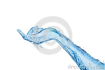 Hand with finger stretched made of blue water Stock Photo