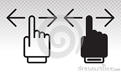 Hand finger swiping or swipe left and right gesture icons for apps and websites Vector Illustration