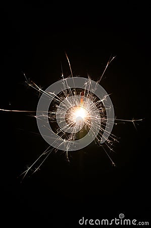 Hand fireworks sparkler on black background Stock Photo