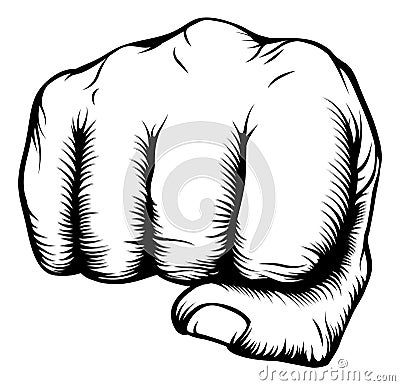 Hand in fist punching from front Vector Illustration