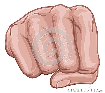 Hand In Fist Punching Front At Knuckles Vector Illustration