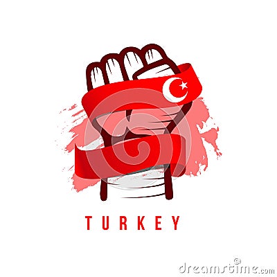 Hand and Flag Turkey Vector Template Design Illustration Vector Illustration