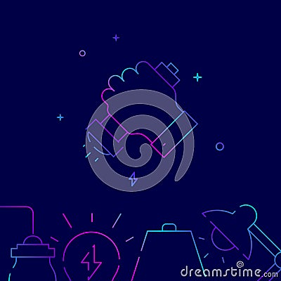 Hand with flashlight gradient line icon, vector illustration Vector Illustration