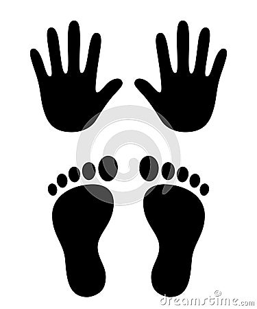 Hand and foot print icons Vector Illustration