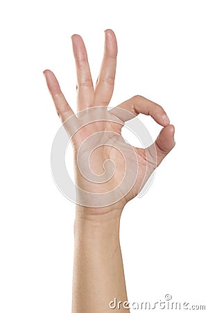 Hand forming A-OK sign Stock Photo