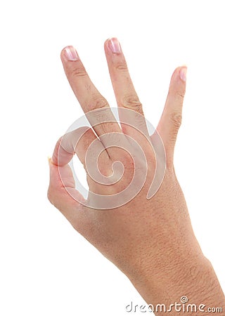 Hand forming A-OK sign Stock Photo