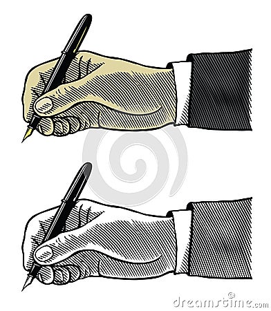 Hand with fountain pen Vector Illustration