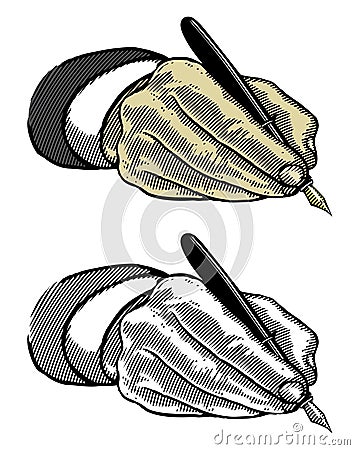 Hand with fountain pen Vector Illustration